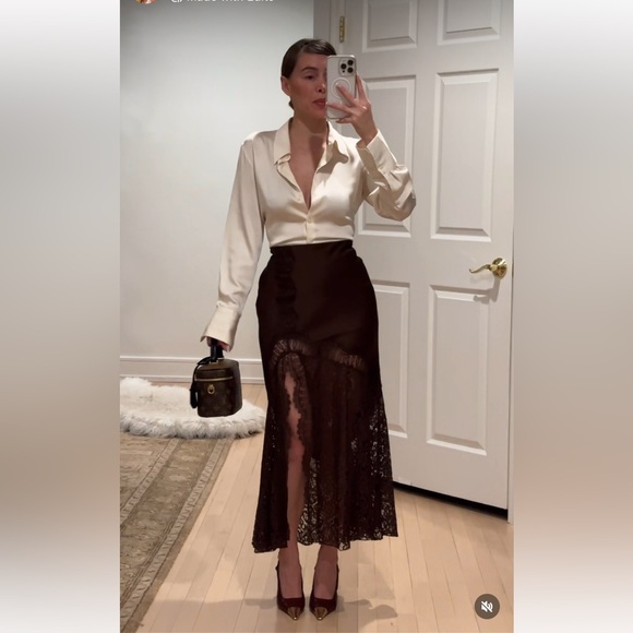 🔥LAST ONE LEFT! 🔥 ZARA NWT STUNNING Satin Effect Lace Skirt ZW Collection VIRAL - Picture 5 of 15